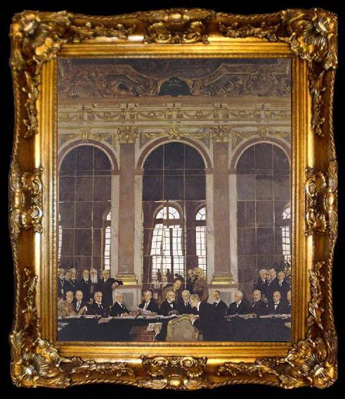 framed  Sir William Orpen The Signing of Peace in the Hall of Mirrors,Versailles, ta009-2
